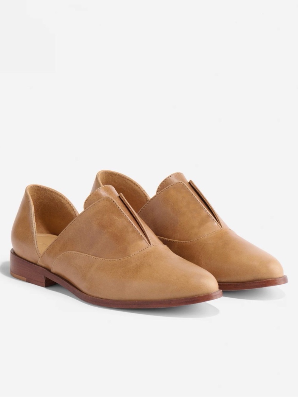 Nisolo Emma d’Orsay Oxford Beige Tan Slip-On Leather Loafers, Size 11